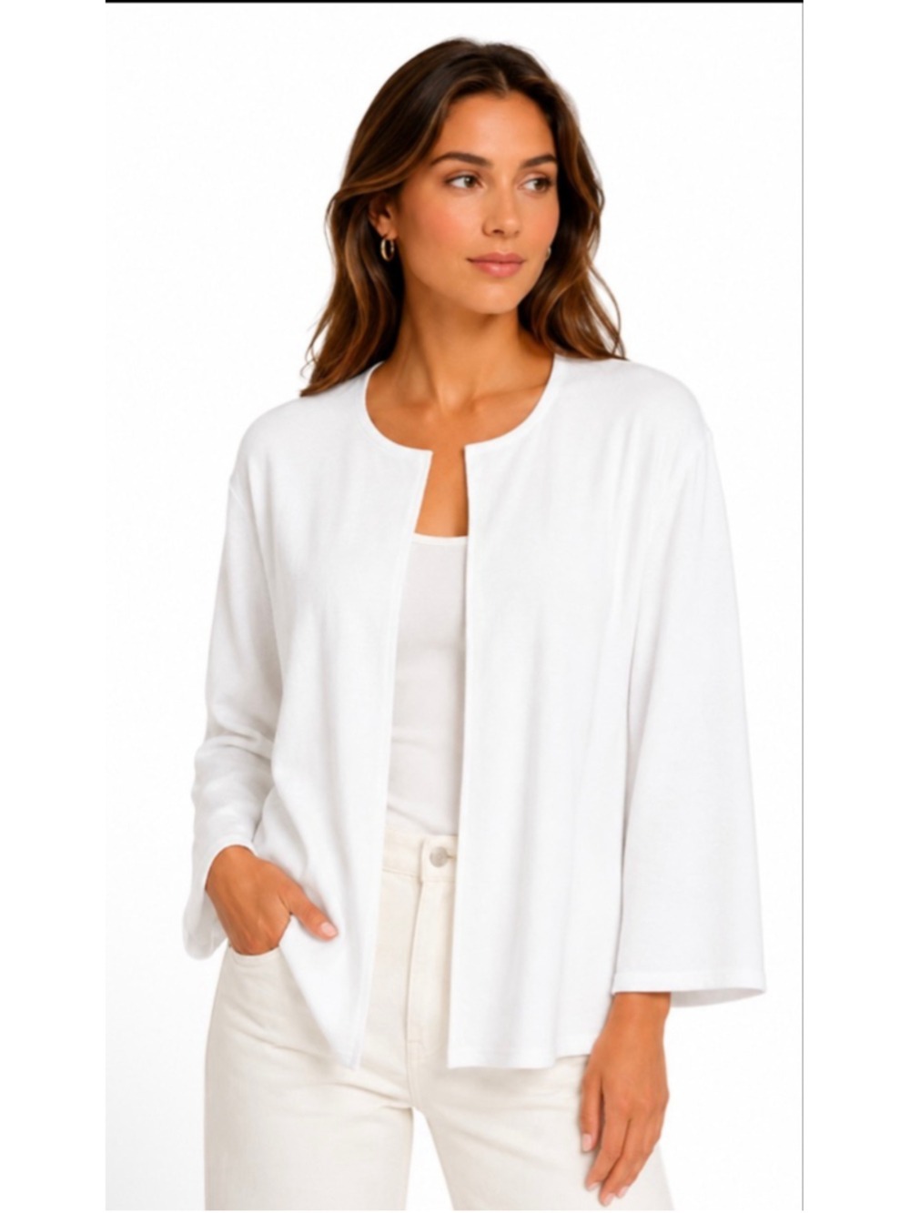 NWT Majestic Filatures White Linen Blend Cardigan Size S